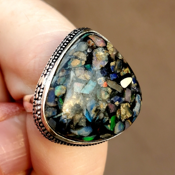 New Copper Ethiopian Opal 925 Silver Ring. - Picture 12 of 16